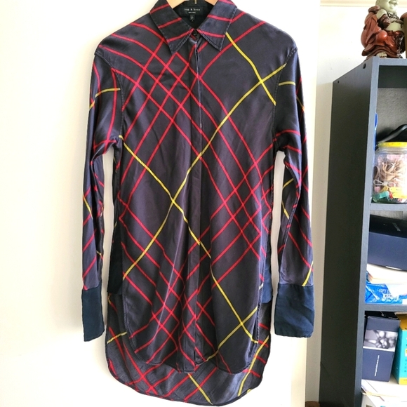 rag & bone Tops - Rag & Bone Silk Shirt with Red and Yellow Accents